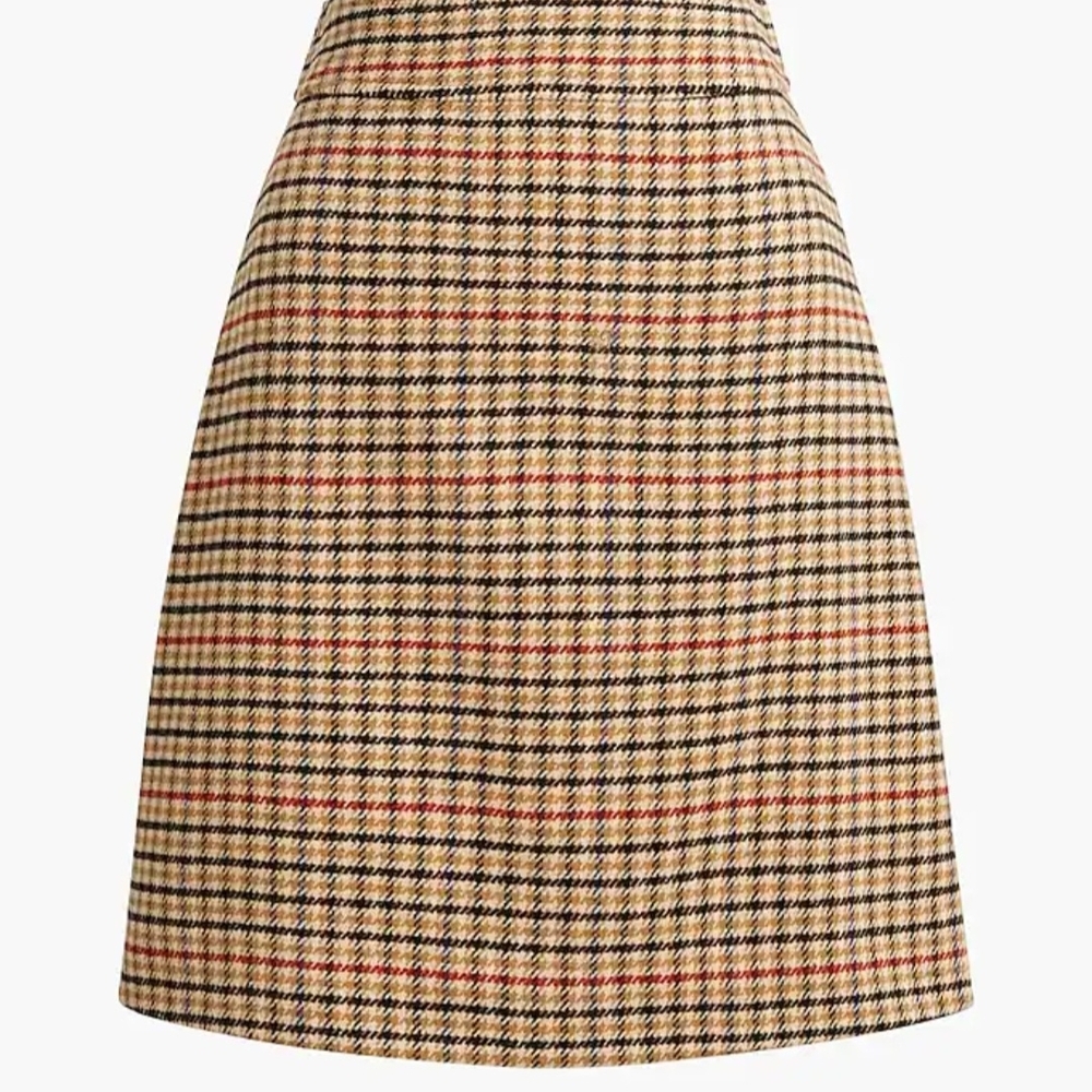 J. Crew Tan and Black Plaid A-Line Skirt